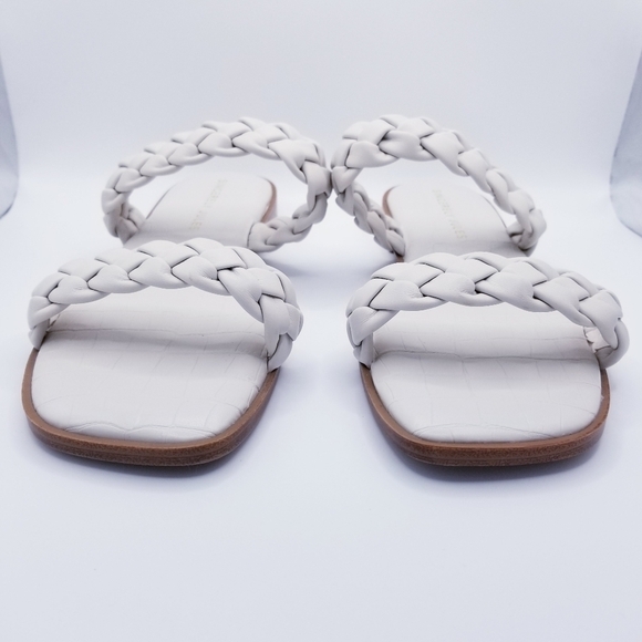 Sincerely Jules Ivory Vicki Double Braided Criss Cross Croco Band Sandals 9.5 - Picture 5 of 9